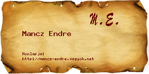 Mancz Endre névjegykártya