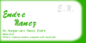 endre mancz business card